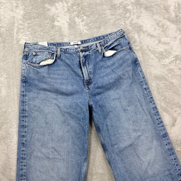 Agolde Denim - AGOLDE Wide Leg Baggy Jeans Womens 32 Light Blue Organic Cotton High Rise Denim